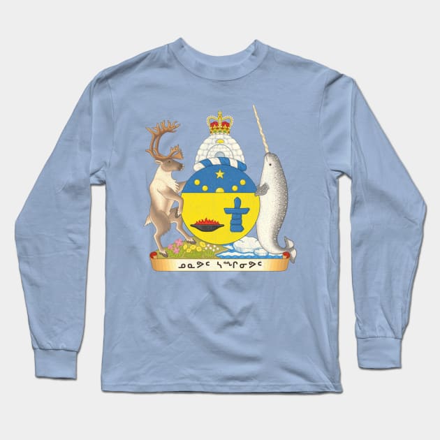 Vintage Distressed Coat of arms of Nunavut Canada Long Sleeve T-Shirt by darklordpug